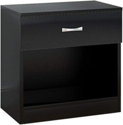 Harmin Mirrored Black High Gloss Bedroom Furniture Set - 2 Door Wardrobe Chest Bedside - thumbnail 5