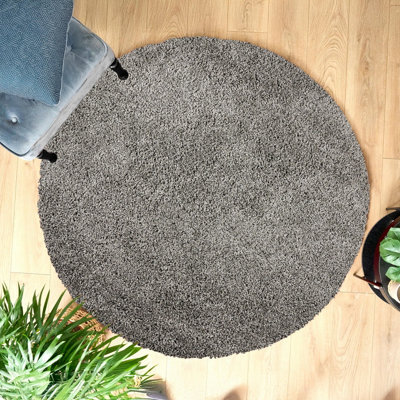 Bravich Silver Light Grey Shaggy Rug 120Cm Circle (4') - image 1