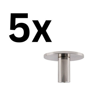 Keypak 5 Pack Flat Disc Aluminium Coat Hooks - Satin Nickel - Modern, Durable Wall Mounted Hooks For Home, Garage - image 1