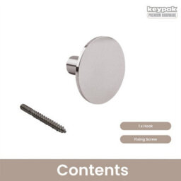 Keypak 5 Pack Flat Disc Aluminium Coat Hooks - Satin Nickel - Modern, Durable Wall Mounted Hooks For Home, Garage - thumbnail 4