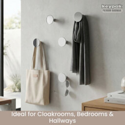 Keypak 5 Pack Flat Disc Aluminium Coat Hooks - Satin Nickel - Modern, Durable Wall Mounted Hooks For Home, Garage - thumbnail 5