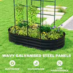 Outsunny 5 X 3 X 6Ft Galvanised Raised Garden Bed With Trellis, Dark Grey - thumbnail 6