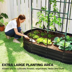 Outsunny 5 X 3 X 6Ft Galvanised Raised Garden Bed With Trellis, Dark Grey - thumbnail 4