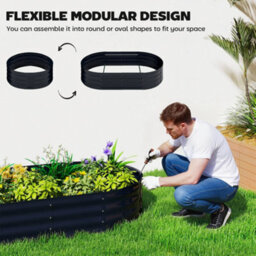 Outsunny 5 X 3 X 6Ft Galvanised Raised Garden Bed With Trellis, Dark Grey - thumbnail 7