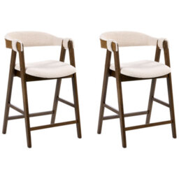 Wyld And Coco Beige Boucle Bar Chair With Rubberwood Legs, Retro Traditional Design, W52 X D62 X H88Cm - thumbnail 4