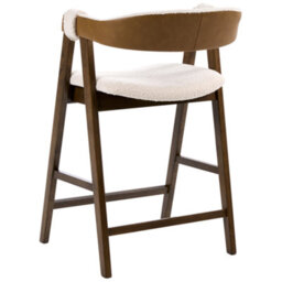 Wyld And Coco Beige Boucle Bar Chair With Rubberwood Legs, Retro Traditional Design, W52 X D62 X H88Cm - thumbnail 7