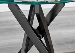 Furniturebox Novara Round Tempered Glass Side End Table With Angled Starburst Black Metal Legs For Modern Industrial Living Room - thumbnail 4