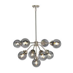 Elegant 9 Bulb Chandelier Ceiling Light In Polished Nickel Finish With Led E14 8W Bulbs - thumbnail 1