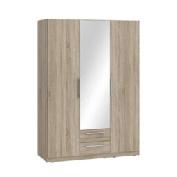 Cadixo Oak Sonoma Sliding Door Wardrobe Modern Bedroom Storage With Mirror Shelves Hanging Rails - thumbnail 2