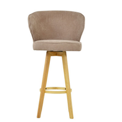 Lakeland Furniture Kalix Fawn Brown Fabric Wooden Leg Base Bar Stool - image 1