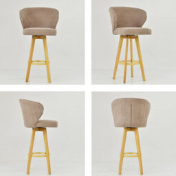 Lakeland Furniture Kalix Fawn Brown Fabric Wooden Leg Base Bar Stool - thumbnail 2