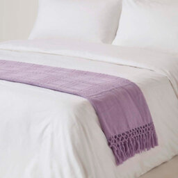 Homescapes Kashi Lilac Cotton Throw With Tassels 225 X 360 Cm - thumbnail 3