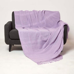 Homescapes Kashi Lilac Cotton Throw With Tassels 225 X 360 Cm