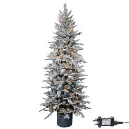 Shatchi 4Ft/1.2M Pre Lit Piedmont Pine Snow Flocked Christmas Tree With 90 Warm White Led
