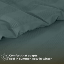 MHG Textiles Waffle Stripe Duvet Cover Set - Soft 200Tc Polycotton Blend, Hotel Quality Bedding - (King, Marley) - thumbnail 6