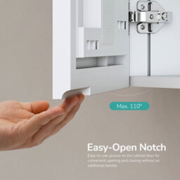 Emke Double Door Bathroom Mirror Cabinet 65X50Cm, Adjustable Glass Shelves, Concealed Handles & Door-Back Storage Unit - thumbnail 6