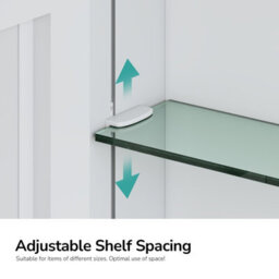 Emke Double Door Bathroom Mirror Cabinet 65X50Cm, Adjustable Glass Shelves, Concealed Handles & Door-Back Storage Unit - thumbnail 8
