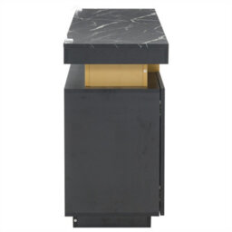 Abrihome 140Cm Black & Gold Buffet Cabinet With Faux Marble Top, 3 Doors & Adjustable Shelves, For Living Room & Kitchen - thumbnail 7