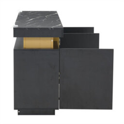Abrihome 140Cm Black & Gold Buffet Cabinet With Faux Marble Top, 3 Doors & Adjustable Shelves, For Living Room & Kitchen - thumbnail 6