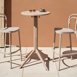 Wyld And Coco Beige Round Bistro Table 60Cm - Flip-Top Foldable Balcony Table For Two - thumbnail 2