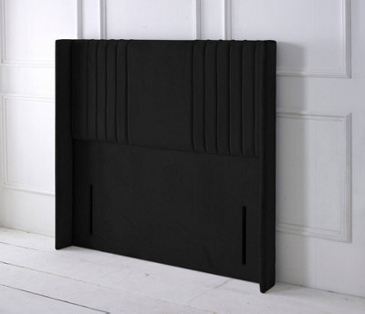 "Adore Designs Florence Winged Plush Velvet 4Ft Small Double 50"" Floor Standing Headboard - Black"