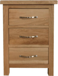 Home Furniture Group Oakcroft Swr7 Rustic Light Wood 3-Drawer Bedside Table Fully Assembled Cabinet With Silver Metal Handles - thumbnail 3