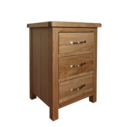 Home Furniture Group Oakcroft Swr7 Rustic Light Wood 3-Drawer Bedside Table Fully Assembled Cabinet With Silver Metal Handles - thumbnail 1