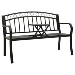 Berkfield Garden Bench With Table Black 120 Cm Steel - thumbnail 1