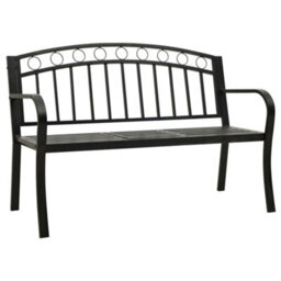 Berkfield Garden Bench With Table Black 120 Cm Steel - thumbnail 2