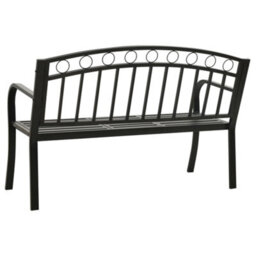 Berkfield Garden Bench With Table Black 120 Cm Steel - thumbnail 5