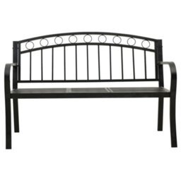 Berkfield Garden Bench With Table Black 120 Cm Steel - thumbnail 3