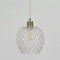 First Choice Lighting Set Of 2 Baine - Clear Textured Glass With Satin Brass Pendant Fitting - thumbnail 6