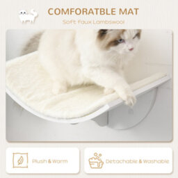 Pawhut Wood Cat Shelves, Wall-Mounted Cat Shelter, Curved Kitten Bed, White - thumbnail 6