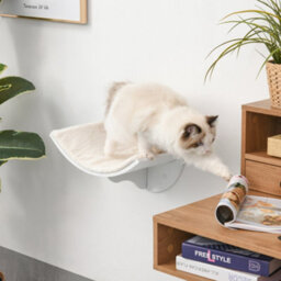 Pawhut Wood Cat Shelves, Wall-Mounted Cat Shelter, Curved Kitten Bed, White - thumbnail 8