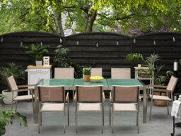 Beliani Garden Dining Set 8 Seater Grosseto Cracked Glass Transparent/ Beige - thumbnail 2