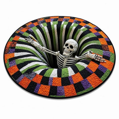 3D Halloween Rug, Novelty Ghost Skeleton 3D Optical Illusion Rugs Mat Home Decor - image 1
