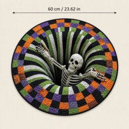 3D Halloween Rug, Novelty Ghost Skeleton 3D Optical Illusion Rugs Mat Home Decor - thumbnail 2