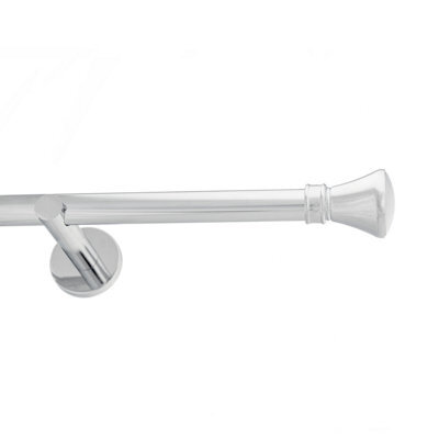 Toolty Chrome Metal Curtain Pole 19mm With Finials Rod Modern Brackets Liberty 230Cm