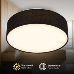 Briloner Mains-Powered Led Black Fabric Shade Ceiling Light (Dia)30Cm - thumbnail 2