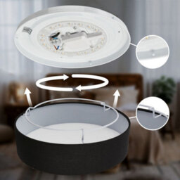 Briloner Mains-Powered Led Black Fabric Shade Ceiling Light (Dia)30Cm - thumbnail 8