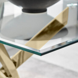 Furniturebox Uk Leonardo 6 Gold Dining Table And 6 White Milan Chairs - thumbnail 3