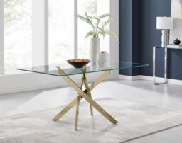 Furniturebox Uk Leonardo 6 Gold Dining Table And 6 White Milan Chairs - thumbnail 2