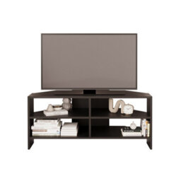 Roy Corner Tv Stand-Space-Saving Tv Unit & Tv Stand Cabinet For 43-48'' Tvs,compact Media Console With Open Shelves, Black - thumbnail 3