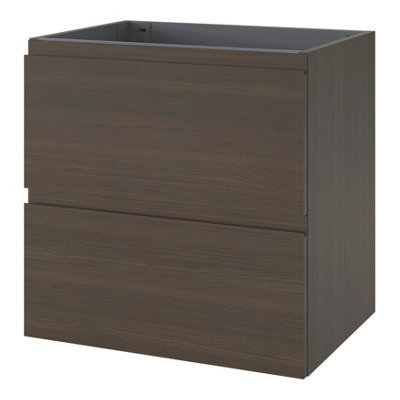 GoodHome Kentia Walnut Veneer Wall-Mounted Bathroom Cabinet (H) 600mm (W) 600mm - image 1