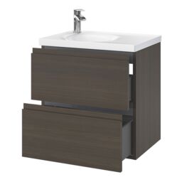 GoodHome Kentia Walnut Veneer Wall-Mounted Bathroom Cabinet (H) 600mm (W) 600mm - thumbnail 5