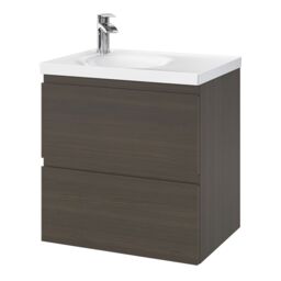 GoodHome Kentia Walnut Veneer Wall-Mounted Bathroom Cabinet (H) 600mm (W) 600mm - thumbnail 3