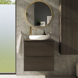 GoodHome Kentia Walnut Veneer Wall-Mounted Bathroom Cabinet (H) 600mm (W) 600mm - thumbnail 9
