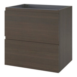 GoodHome Kentia Walnut Veneer Wall-Mounted Bathroom Cabinet (H) 600mm (W) 600mm - thumbnail 1