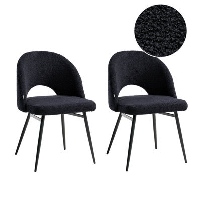 Beliani Set Of 2 Dining Chairs Onaga Boucle Black - image 1