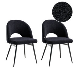Beliani Set Of 2 Dining Chairs Onaga Boucle Black - thumbnail 1